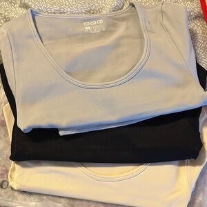 OQQ SET of 3 Long sleeve round neck crop top